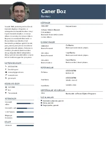 Bankacı CV Örnekleri cv indir